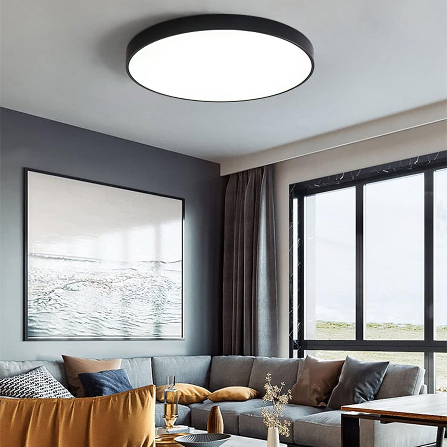 Modern Aura Circular Flush‑Mount LED Ceiling Light