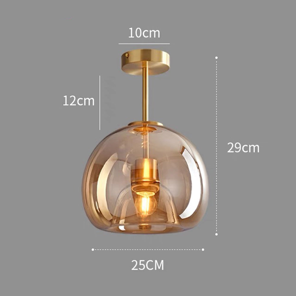 CopperGlow Retro Glass LED Ceiling Light – Modern Decorative Fixture