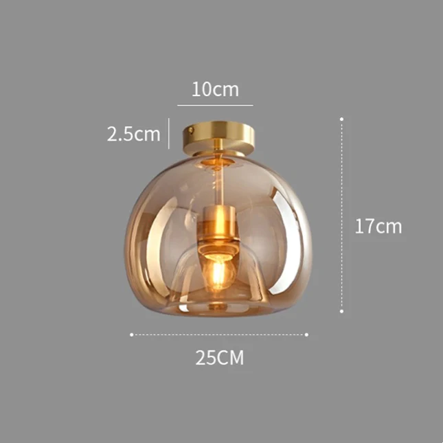CopperGlow Retro Glass LED Ceiling Light – Modern Decorative Fixture