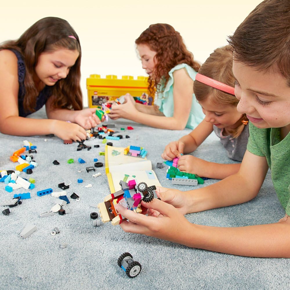 Medium Creative Building Brick Set with Storage - Includes Train, Car, Tiger Figure, and Playset for Kids Ages 4-99