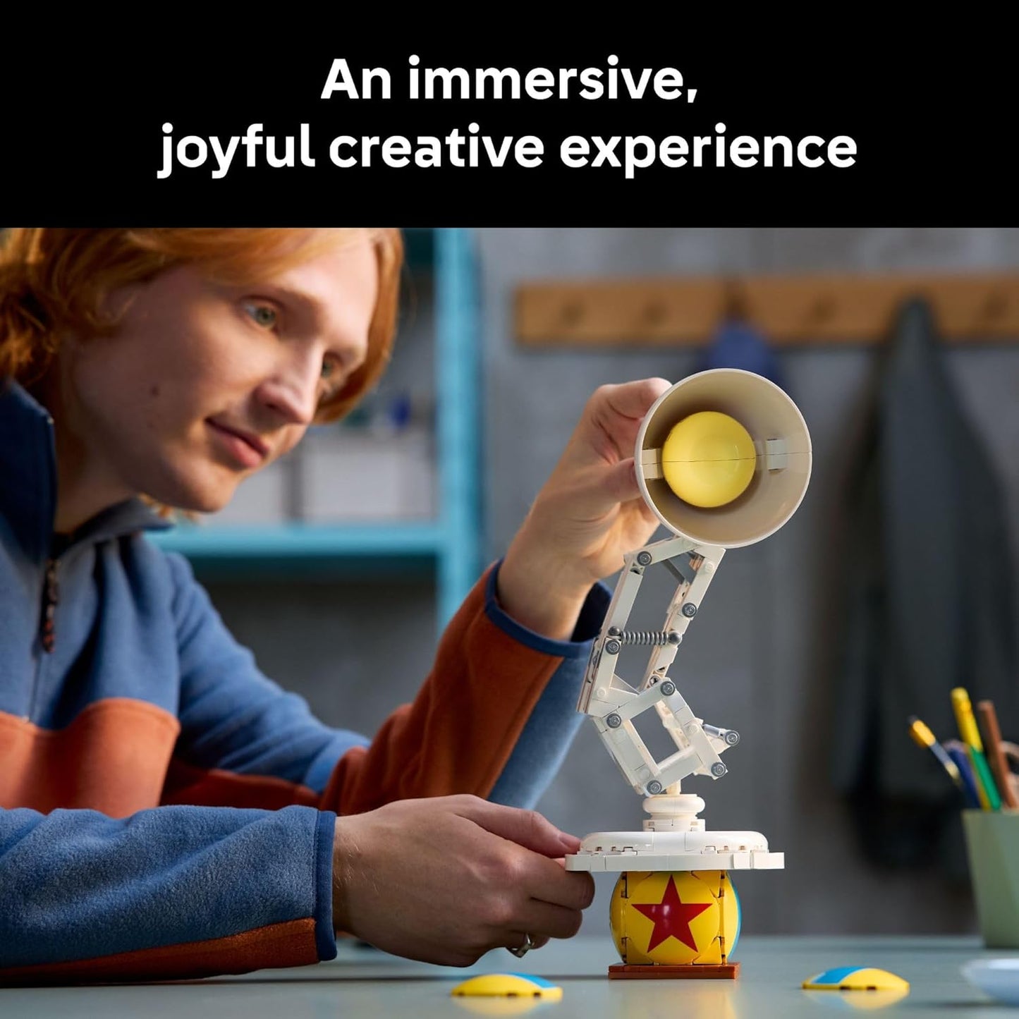 Lego Disney Pixar Luxo Jr. Building Set - DIY Brick Lamp Kit for Adults - Unique Room Decor for Home or Office - Collectible Gift for Movie Enthusiasts - Ages 18+