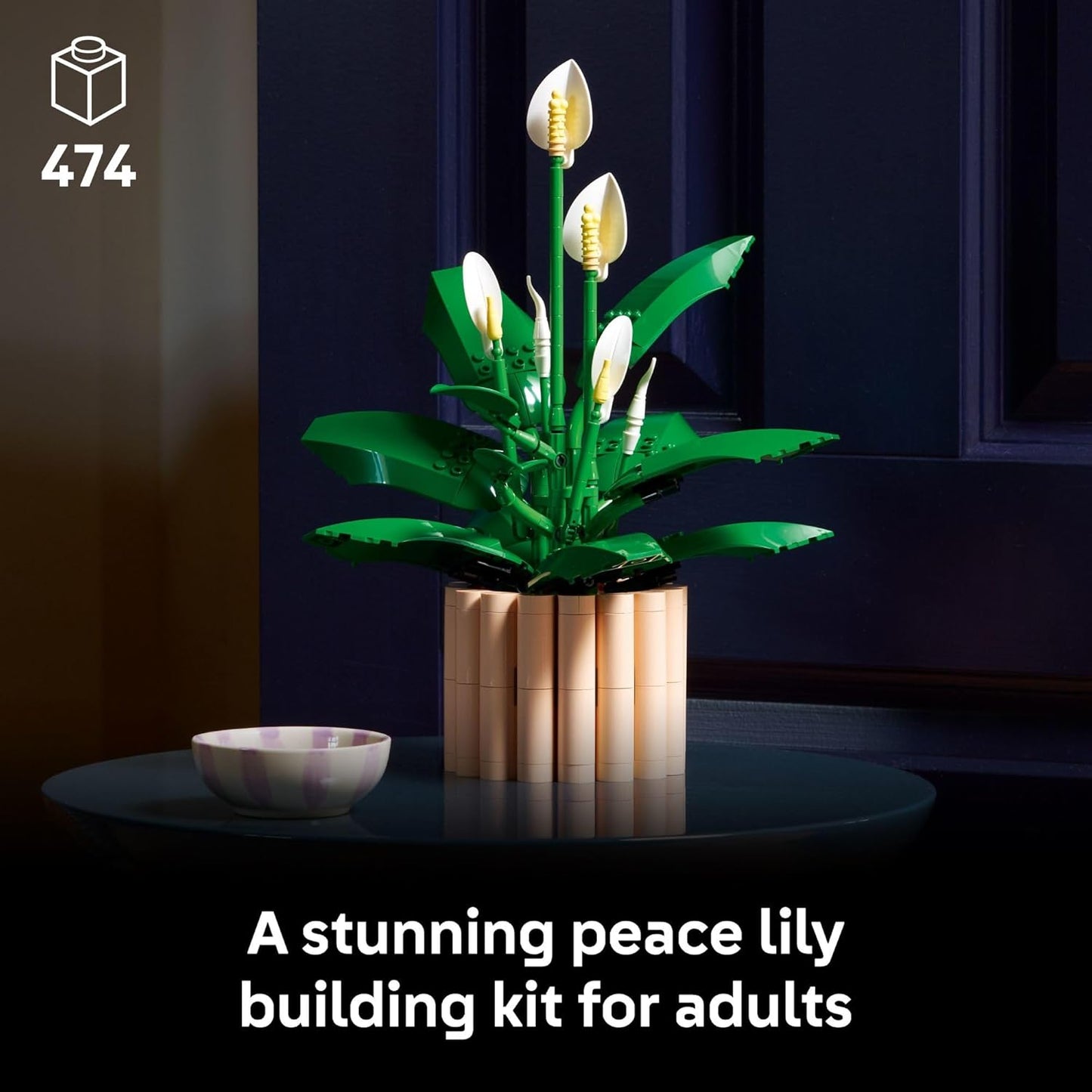 Peace Lily Flower Building Set for Adults - DIY Home Decor Kit for Bedroom, Office & Bookshelf - Perfect Gift for Birthdays - Artificial Flower Crafting Set - 11504