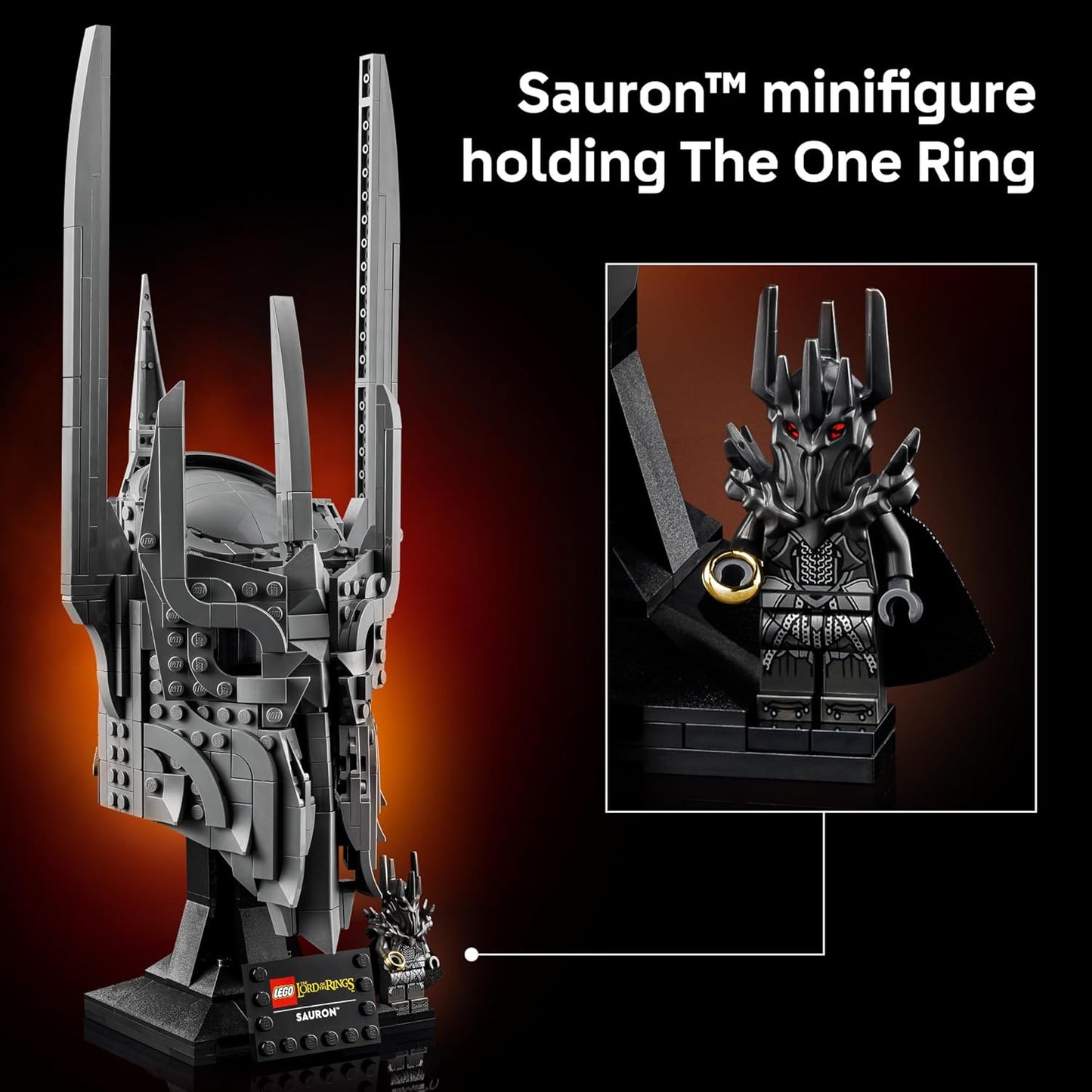 Adult Building Set: Sauron's Helmet from The Lord of the Rings - Home Decor for Bedroom and Office - Includes Sauron Minifigure - Perfect Gift for Fantasy Fans - Model 11373