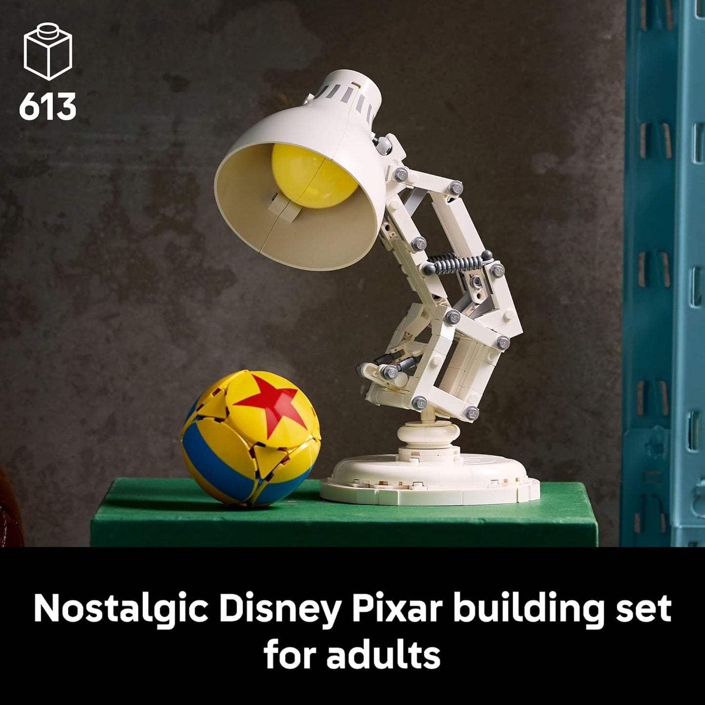 Lego Disney Pixar Luxo Jr. Building Set - DIY Brick Lamp Kit for Adults - Unique Room Decor for Home or Office - Collectible Gift for Movie Enthusiasts - Ages 18+