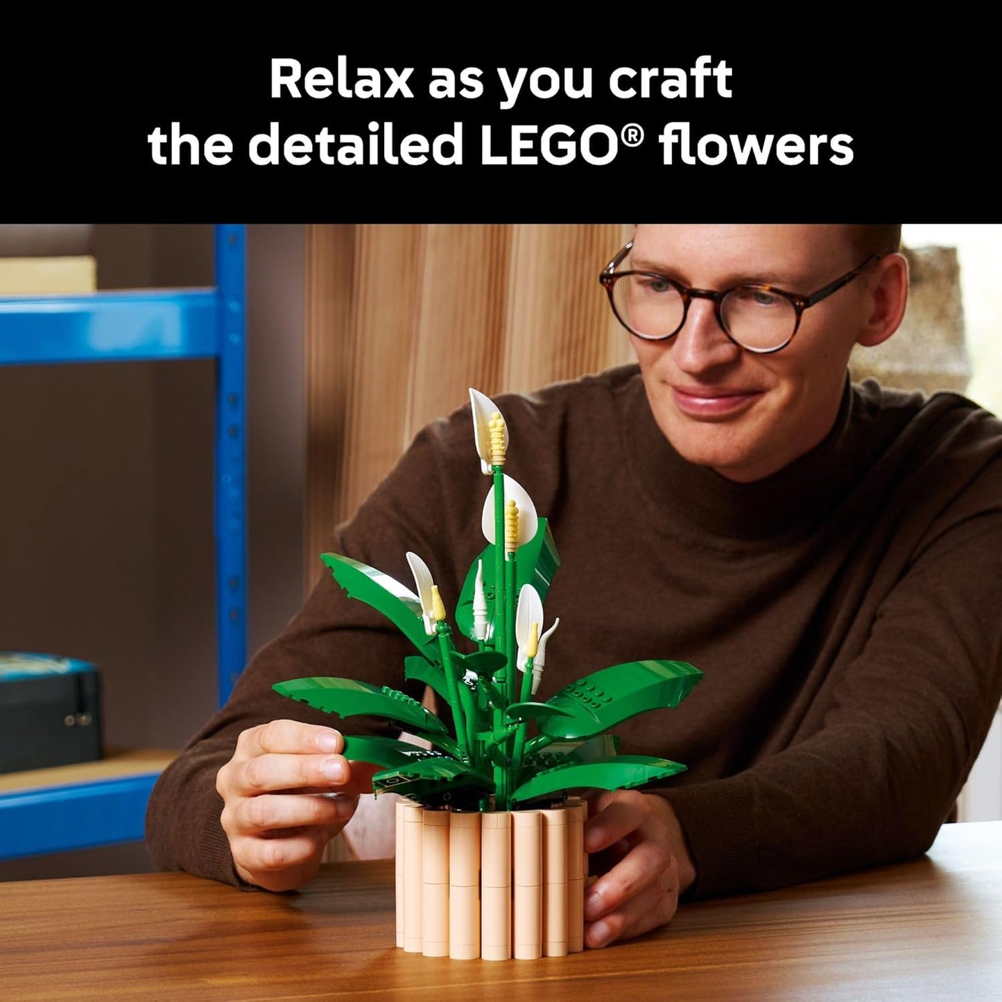 Peace Lily Flower Building Set for Adults - DIY Home Decor Kit for Bedroom, Office & Bookshelf - Perfect Gift for Birthdays - Artificial Flower Crafting Set - 11504