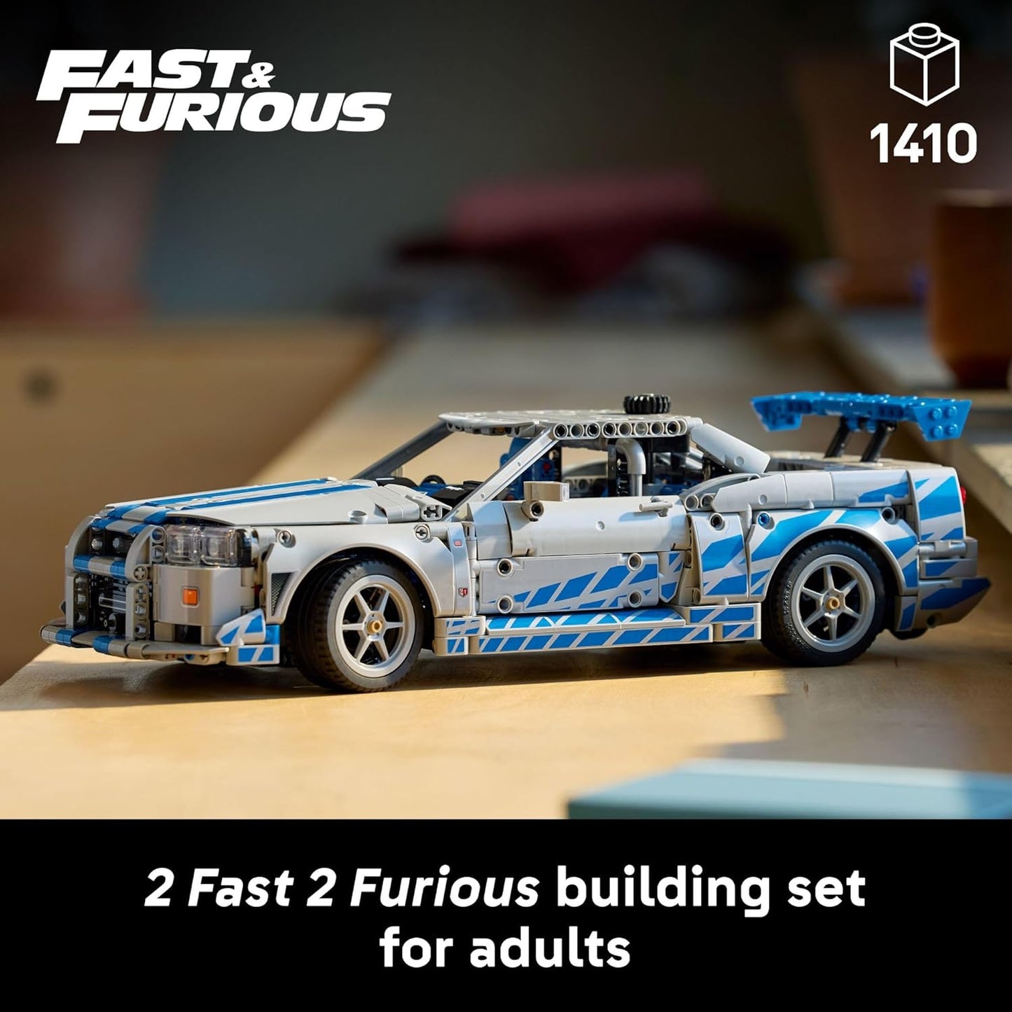 Lego High-Performance DIY Building Kit for Nissan Skyline GT-R (R34) - Collectible Model Car with Drift Function - Perfect Gift for Car Enthusiasts and Movie Fans - 42210