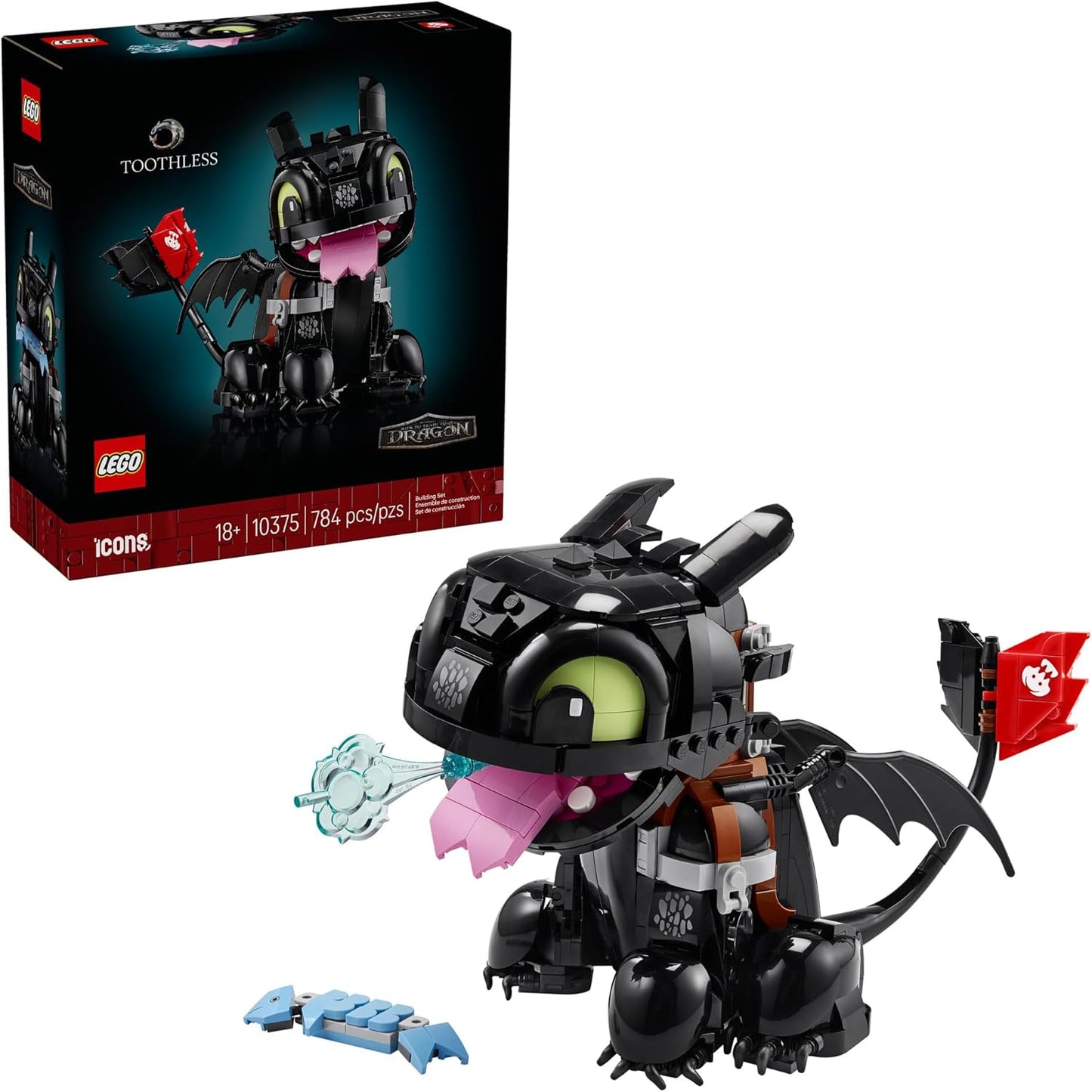 Adult Toothless Dragon Building Kit - 18+ Collectible Model for Home Decor, Office, or Bookshelf - Ideal Gift for Movie Fans - 10375