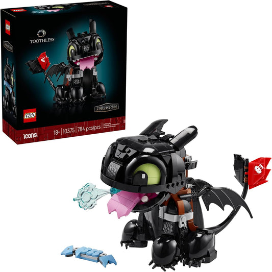 Adult Toothless Dragon Building Kit - 18+ Collectible Model for Home Decor, Office, or Bookshelf - Ideal Gift for Movie Fans - 10375