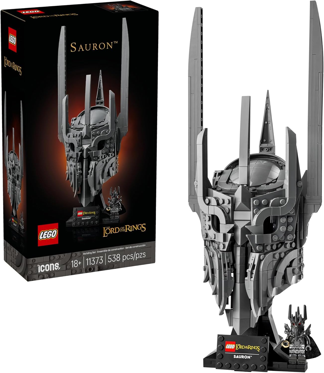 Adult Building Set: Sauron's Helmet from The Lord of the Rings - Home Decor for Bedroom and Office - Includes Sauron Minifigure - Perfect Gift for Fantasy Fans - Model 11373