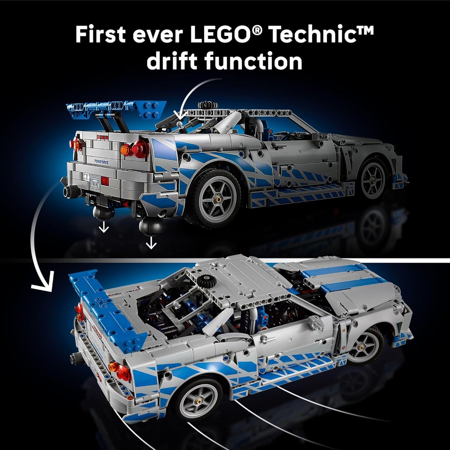 Lego High-Performance DIY Building Kit for Nissan Skyline GT-R (R34) - Collectible Model Car with Drift Function - Perfect Gift for Car Enthusiasts and Movie Fans - 42210