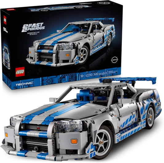 Lego High-Performance DIY Building Kit for Nissan Skyline GT-R (R34) - Collectible Model Car with Drift Function - Perfect Gift for Car Enthusiasts and Movie Fans - 42210