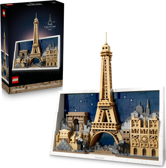 Paris Cityscape Building Set for Adults - DIY Home Decor for Office or Bedroom - Display Frame for Hanging or Standing - Perfect Gift for Birthdays - Ages 18+