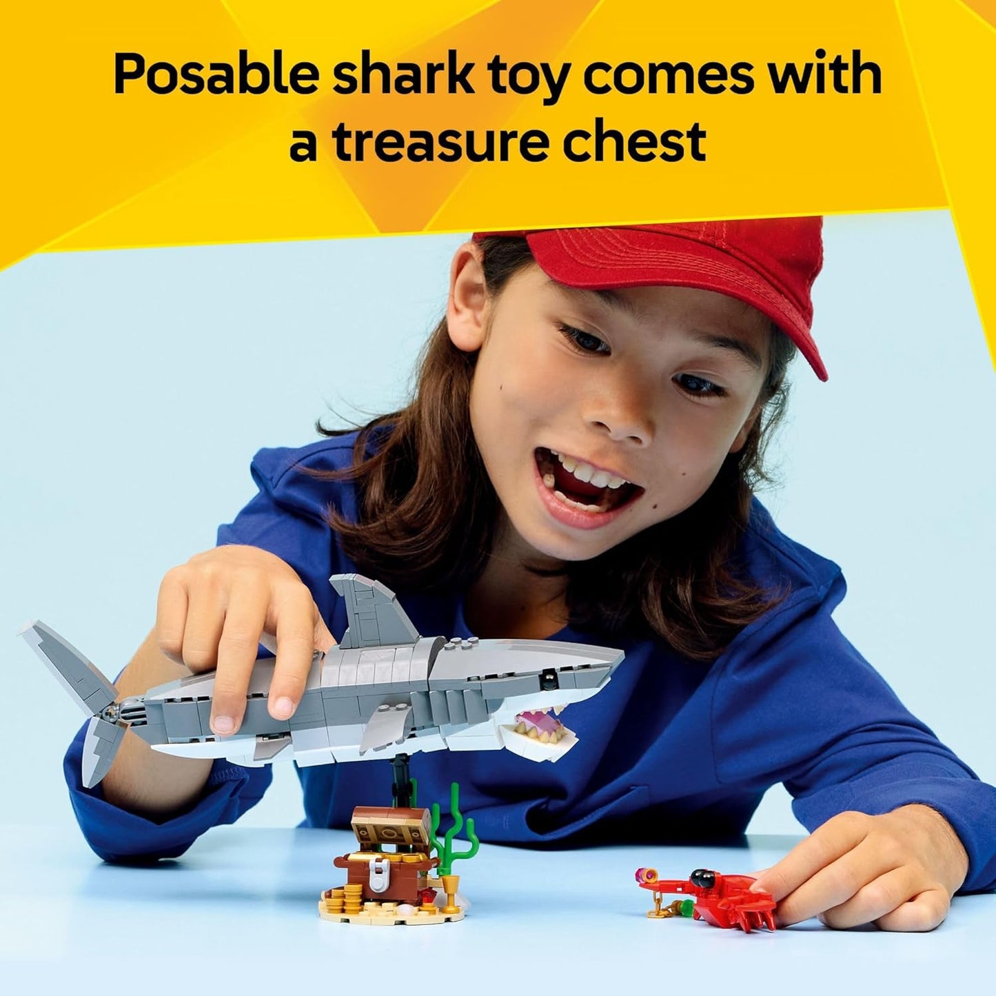Lego Fierce Shark Building Set with Treasure Chest - Create Shark, Fish, or Manta Ray Figures - Ideal Decor for Kids Ages 8+ - 31381