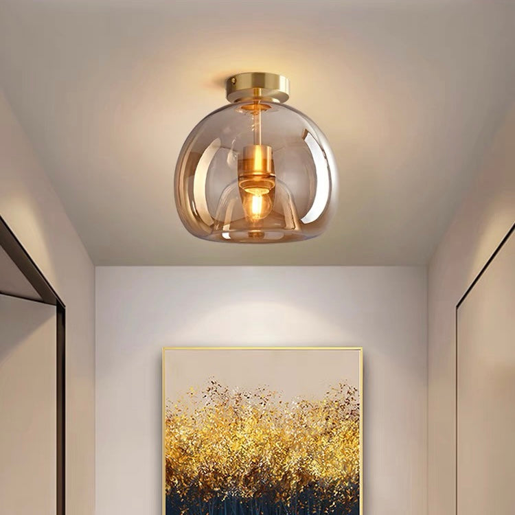 CopperGlow Retro Glass LED Ceiling Light – Modern Decorative Fixture