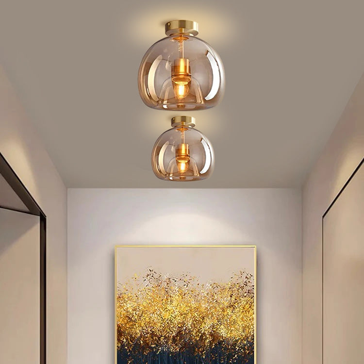 CopperGlow Retro Glass LED Ceiling Light – Modern Decorative Fixture