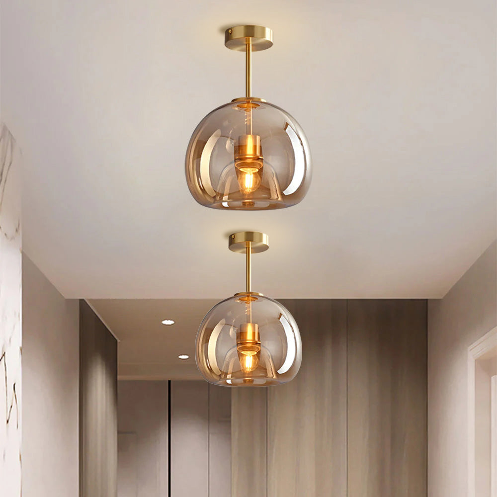 CopperGlow Retro Glass LED Ceiling Light – Modern Decorative Fixture