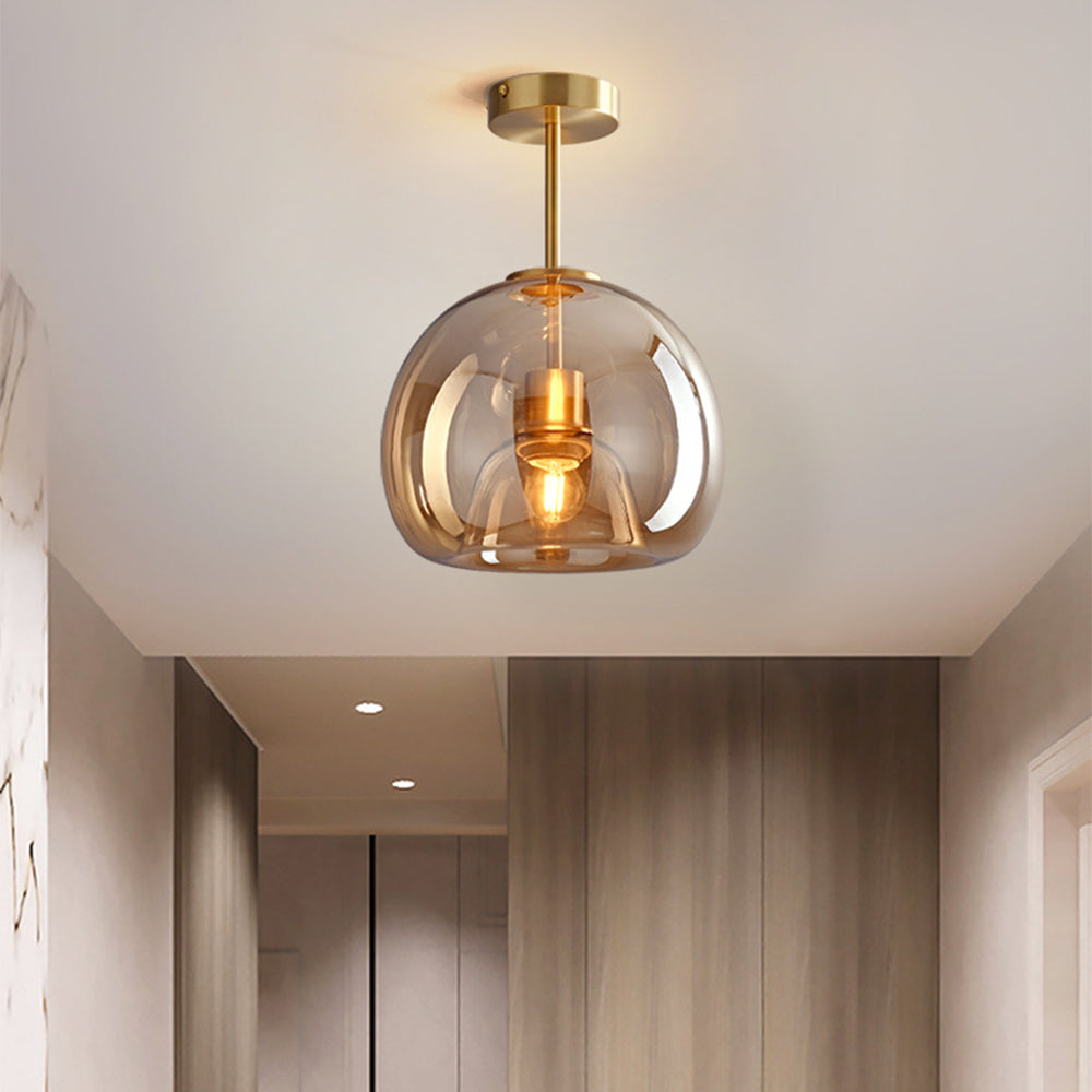 CopperGlow Retro Glass LED Ceiling Light – Modern Decorative Fixture