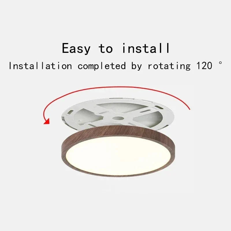 LumiWood Ultrathin LED Ceiling Light – Modern Circular Wooden Flush Mount