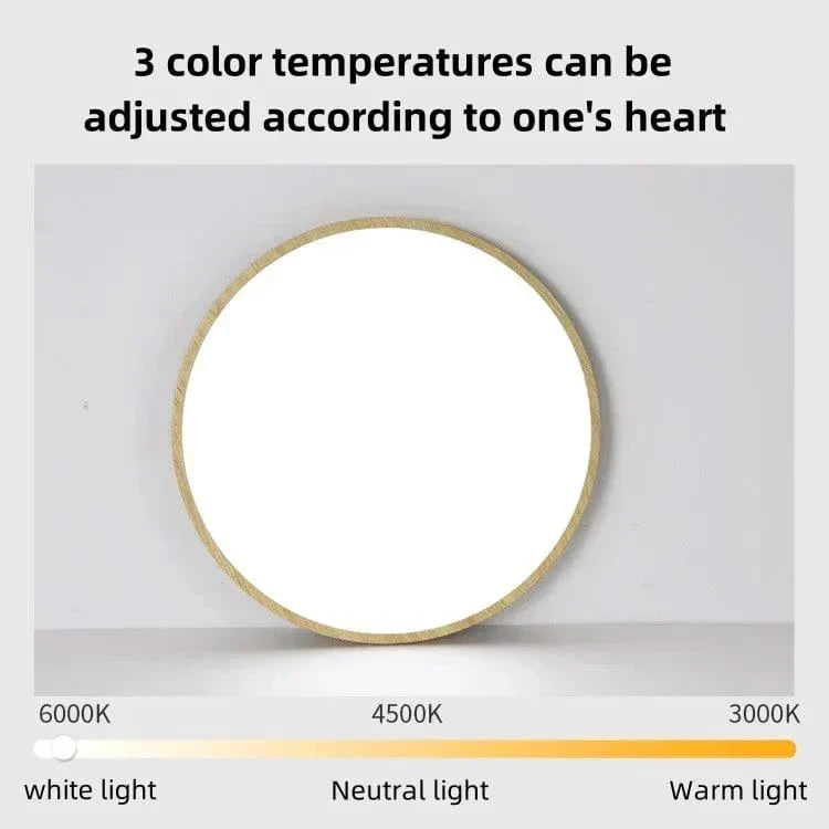 LumiWood Ultrathin LED Ceiling Light – Modern Circular Wooden Flush Mount