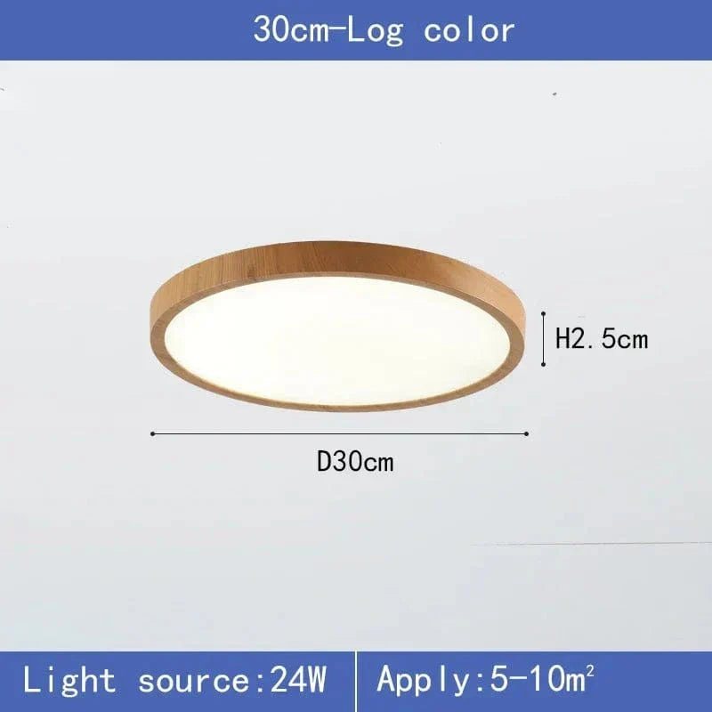 LumiWood Ultrathin LED Ceiling Light – Modern Circular Wooden Flush Mount