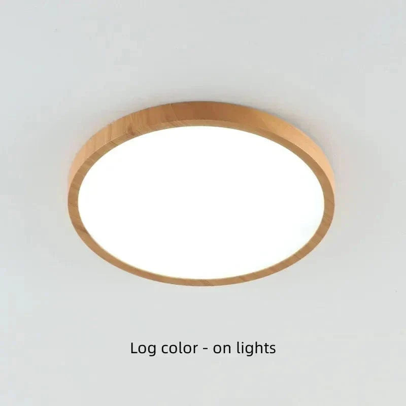 LumiWood Ultrathin LED Ceiling Light – Modern Circular Wooden Flush Mount