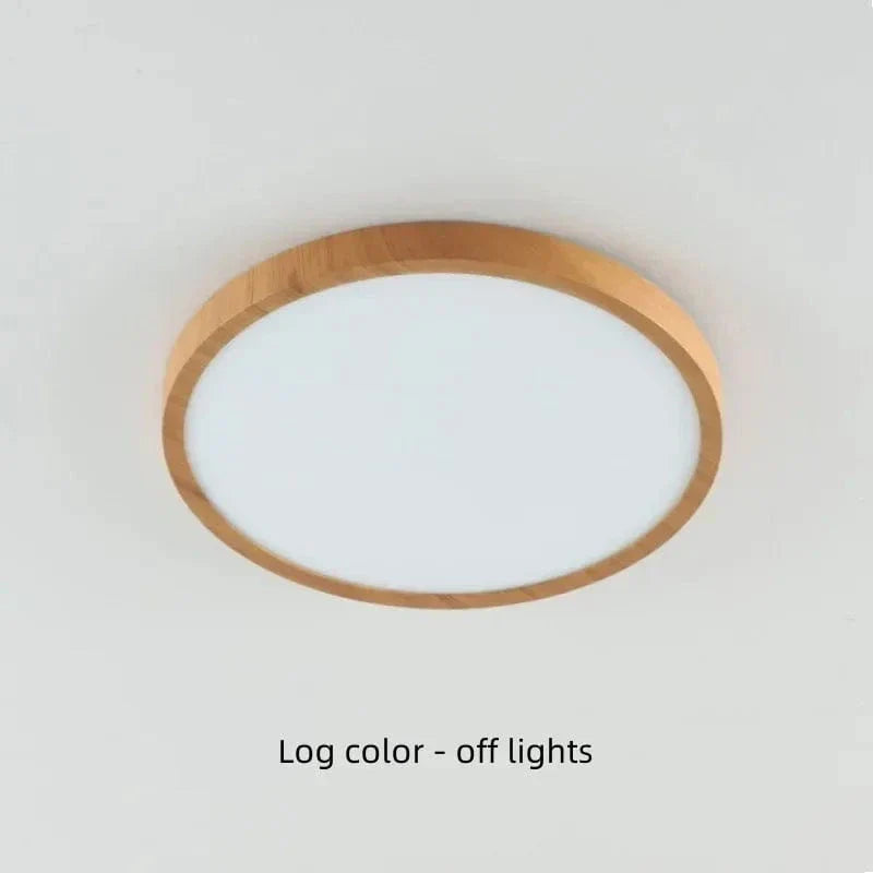 LumiWood Ultrathin LED Ceiling Light – Modern Circular Wooden Flush Mount