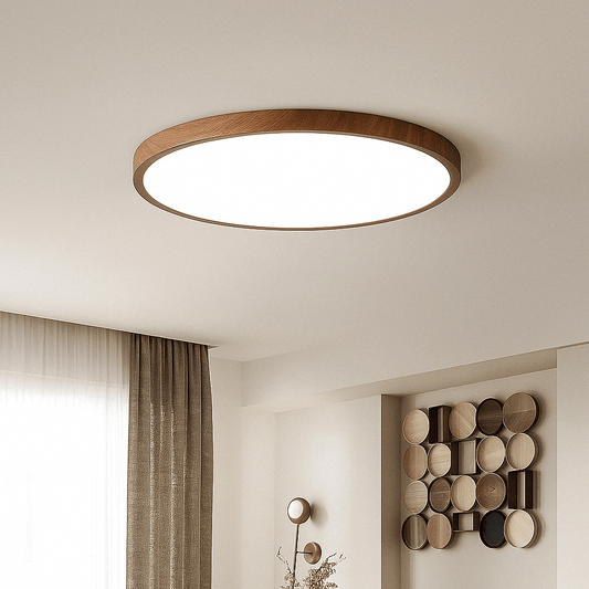 LumiWood Ultrathin LED Ceiling Light – Modern Circular Wooden Flush Mount