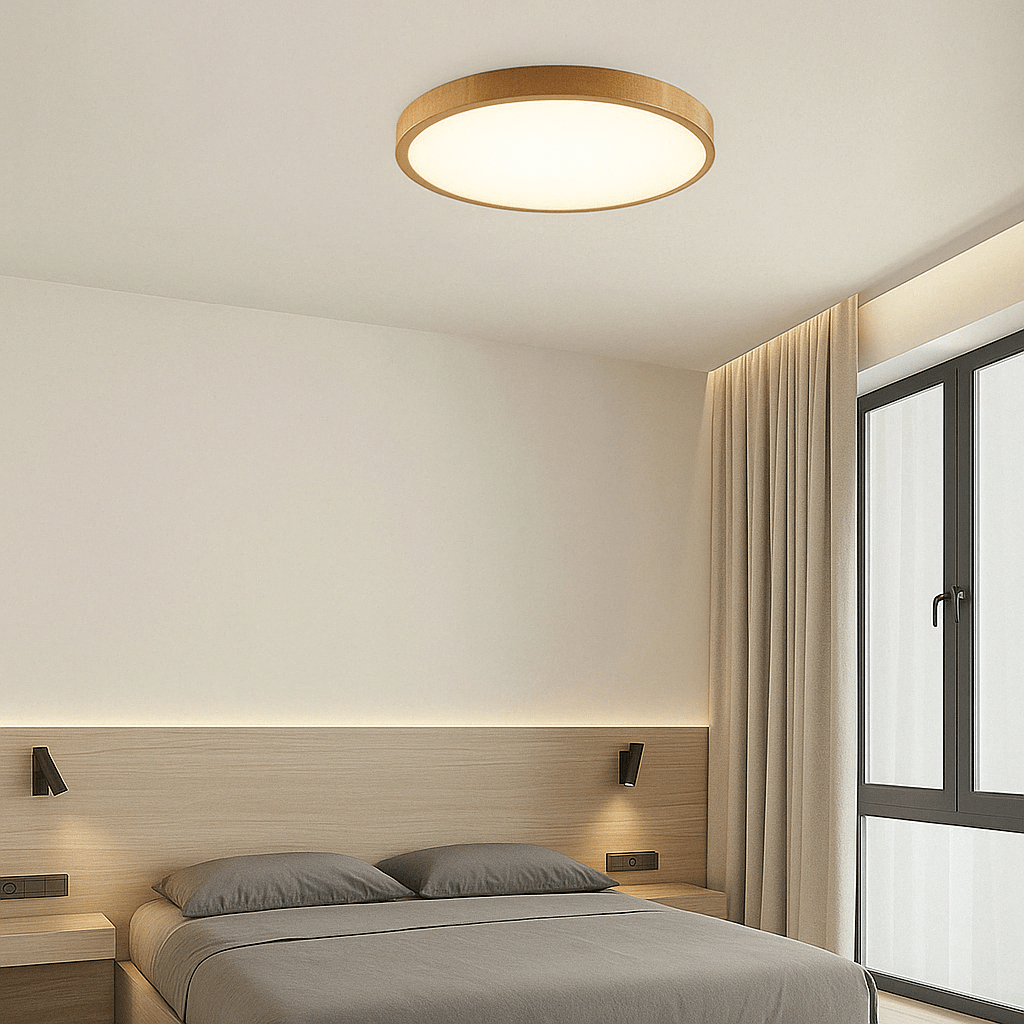 LumiWood Ultrathin LED Ceiling Light – Modern Circular Wooden Flush Mount