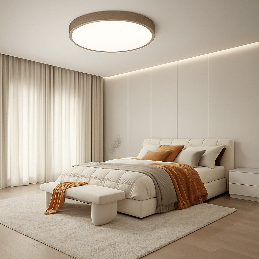 LumiWood Ultrathin LED Ceiling Light – Modern Circular Wooden Flush Mount