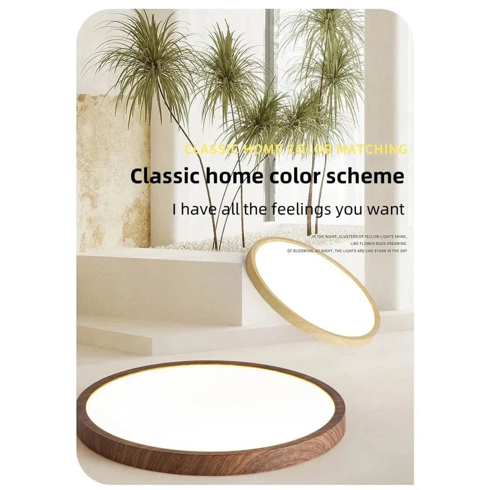 LumiWood Ultrathin LED Ceiling Light – Modern Circular Wooden Flush Mount