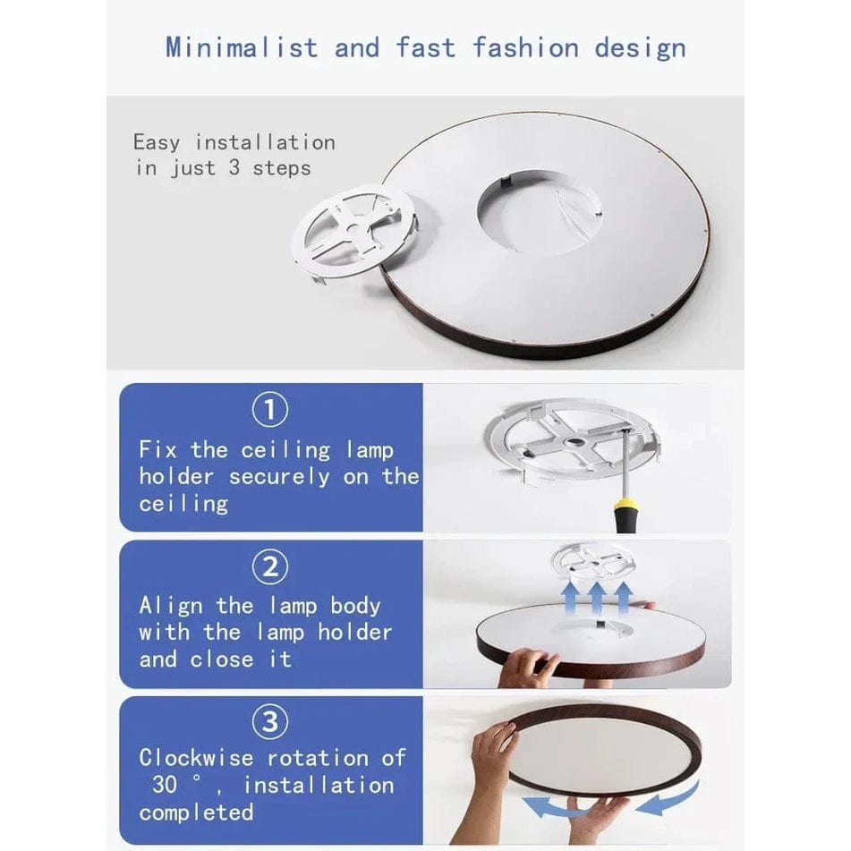 LumiWood Ultrathin LED Ceiling Light – Modern Circular Wooden Flush Mount