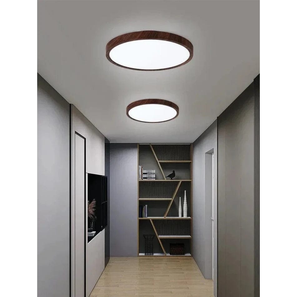 LumiWood Ultrathin LED Ceiling Light – Modern Circular Wooden Flush Mount