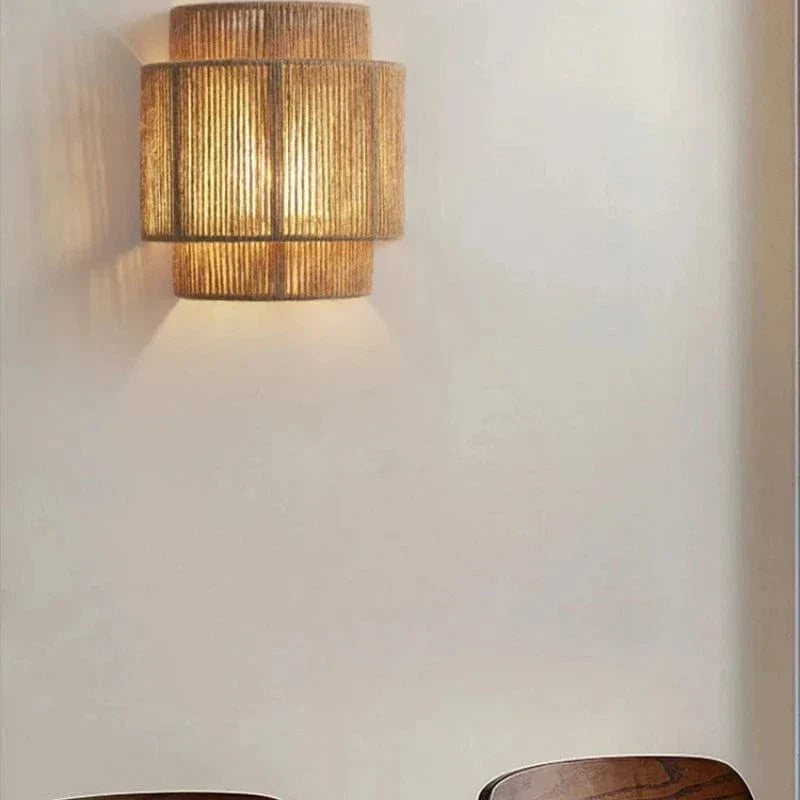 Retro Woven Wall Lamp – Boho LED Decorative Lighting