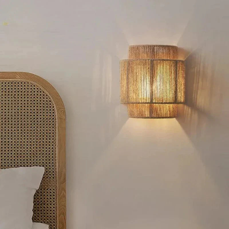 Retro Woven Wall Lamp – Boho LED Decorative Lighting