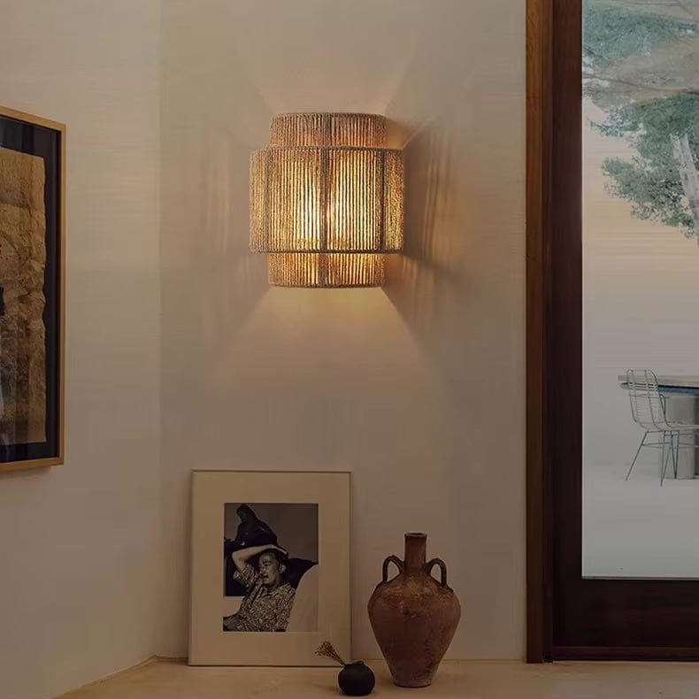 Retro Woven Wall Lamp – Boho LED Decorative Lighting